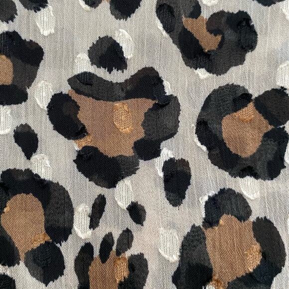 A NEW DAY Animal Print Semi-Sheer Puff Sleeve Blouse Size XS Textured - Picture 5 of 7